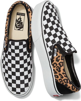 Vans Customs Leopard Checkerboard Slip-On Platform - ShopStyle